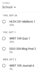 Tracking upcoming deadlines